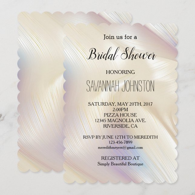 Beautiful Lavender Ivory Pearl Wedding  Invitation (Front/Back)