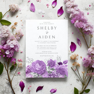 Beautiful Lavender Violet Purple Floral Wedding Invitation