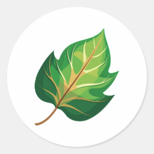 beautiful leaf illustration classic round sticker