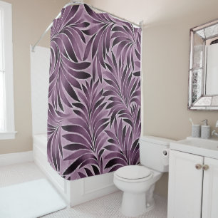 Beautiful Leaves in Aubergine Purple Shower Curtain