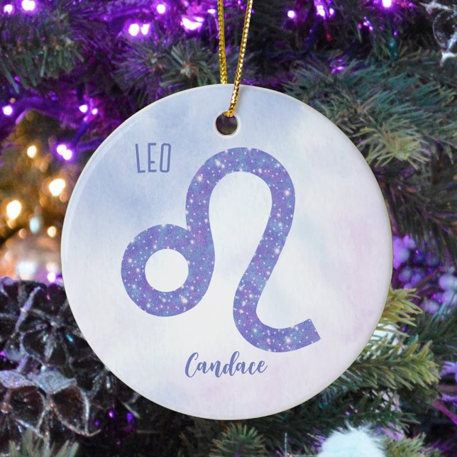 Beautiful Leo Astrology Sign Personalised Purple Ceramic Tree Decoration (Creator Uploaded)
