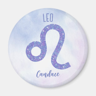 Beautiful Leo Astrology Sign Personalized Purple Magnet