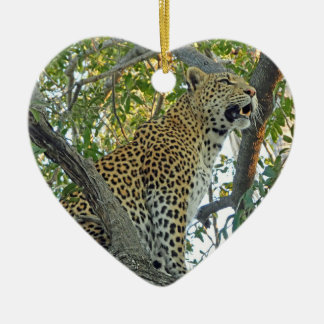 Beautiful leopard close-up ceramic tree decoration