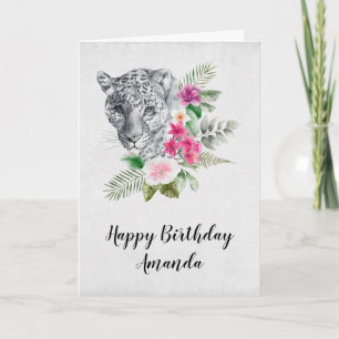 Beautiful Leopard Head Portrait in Watercolor Card