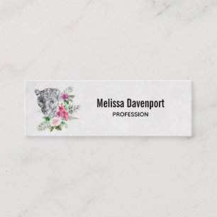 Beautiful Leopard Head Portrait in Watercolor Mini Business Card