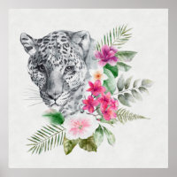 Beautiful Leopard Head Portrait in Watercolor