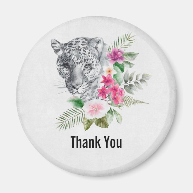Beautiful Leopard Head Portrait Thank You Magnet (Front)