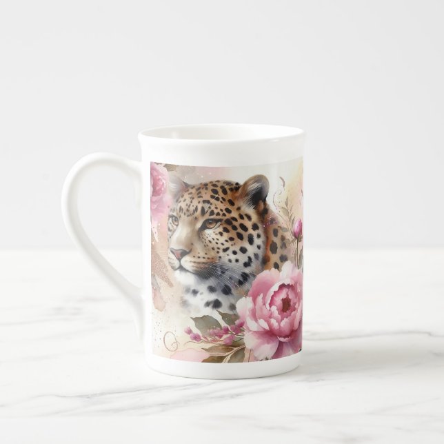 Beautiful Leopard & Roses Mug (Left)