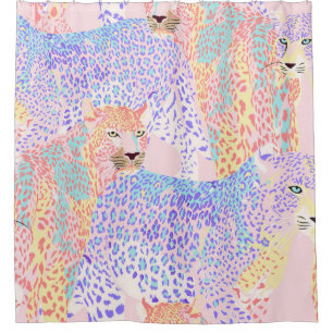Beautiful Leopard Seamless Pattern illustration Ar Shower Curtain