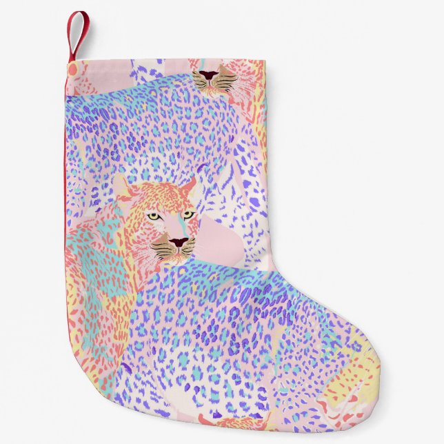 Beautiful Leopard Seamless Pattern illustration Ar Small Christmas Stocking (Front)