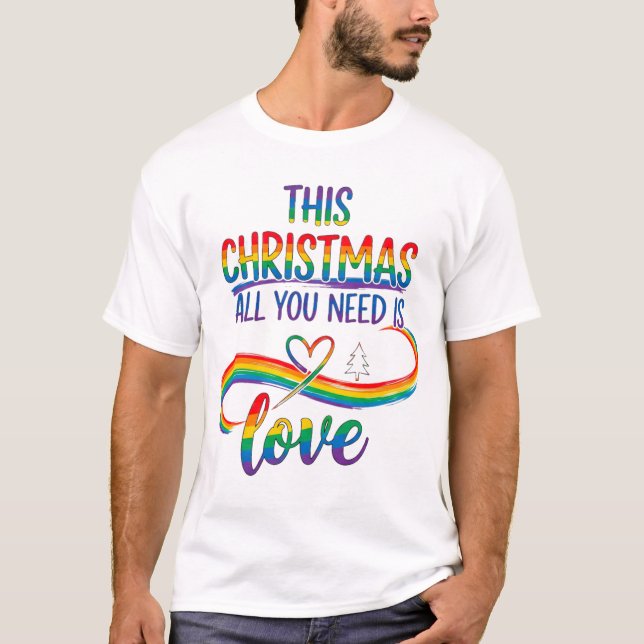 Beautiful LGBTQ love Christmas T-Shirt (Front)