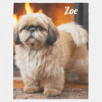 Beautiful Lhasa Apso Personalised Fleece Blanket