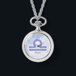 Beautiful Libra Astrology Sign Personalised Watch<br><div class="desc">This pretty purple and lavender Libra watch features your astrological sign from the Zodiac in a beautiful sparkle like the constellations. Customise this cute wristwatch gift with your name in cursive script for someone with a late September or early October birthday.</div>