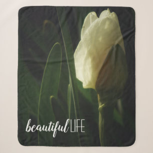 Beautiful Life Phrase Daffodil Photography Sherpa Blanket