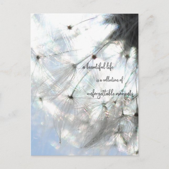 Beautiful life ... Sprüche Löwenzahn Samen Postcard (Front)