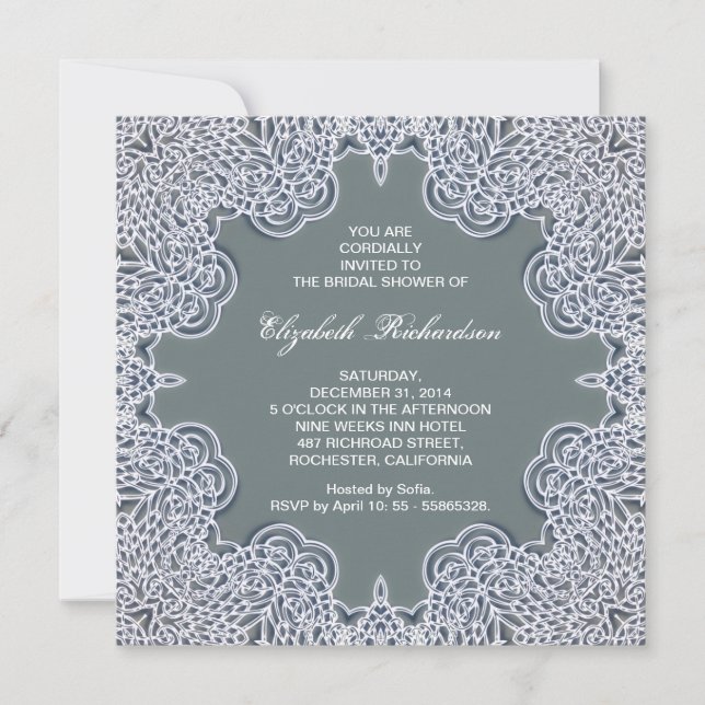 beautiful light blue bridal shower invitation (Front)