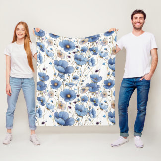 Beautiful light blue floral fleece blanket