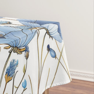 Beautiful light blue floral tablecloth