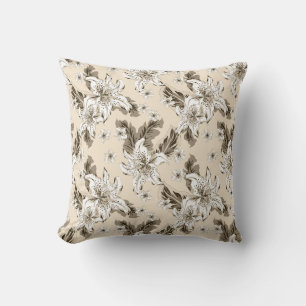 Beautiful light brown flower pattern cushion