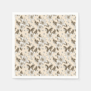 Beautiful light brown flower pattern napkin