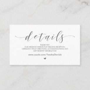 Beautiful Light Grey, Wedding Website Details Enclosure Card