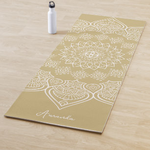 Beautiful Light Mustard Mandala Custom Yoga Mat