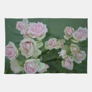 Beautiful light pink garden roses tea towel