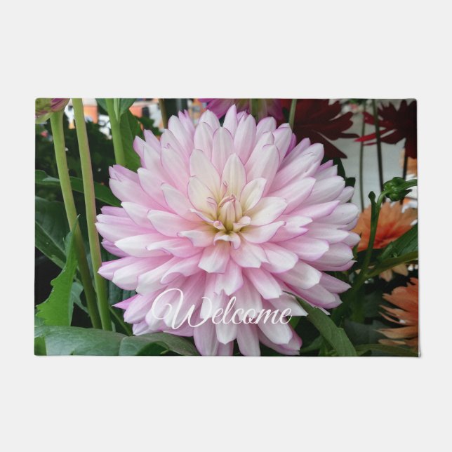 Beautiful Light Purple Dahlia Flower Doormat (Front)