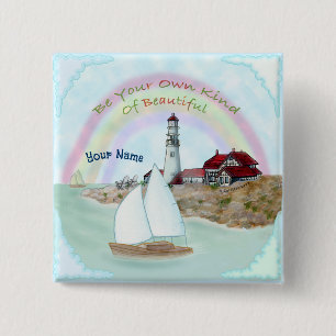 Beautiful Lighthouse 15 Cm Square Badge