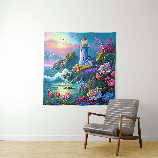 beautiful lighthouse lovers beach  tapestry (In Situ)
