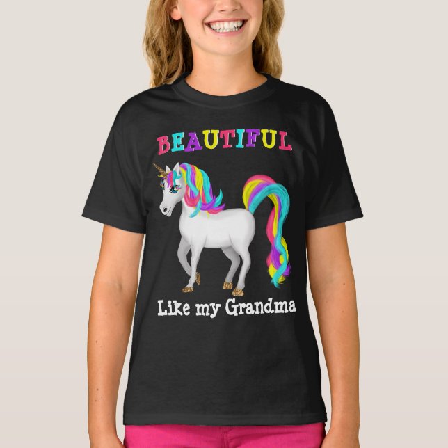 Beautiful Like My Grandma Magical Unicorn T-Shirt (Front)