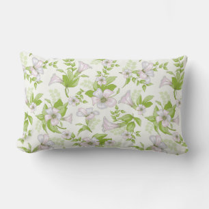 Beautiful Lilac Coloured Flowers Lumbar Cushion