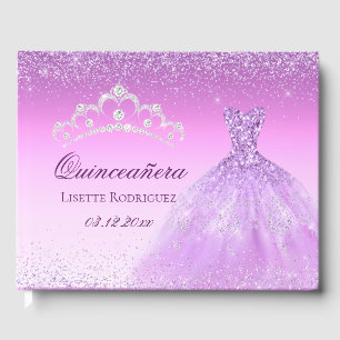 Beautiful Lilac Purple Custom Quinceanera Guest Book