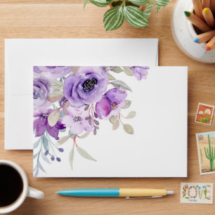 beautiful lilac purple wedding or bridal shower envelope