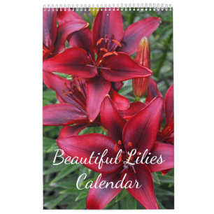 Beautiful lilies floral print calendar