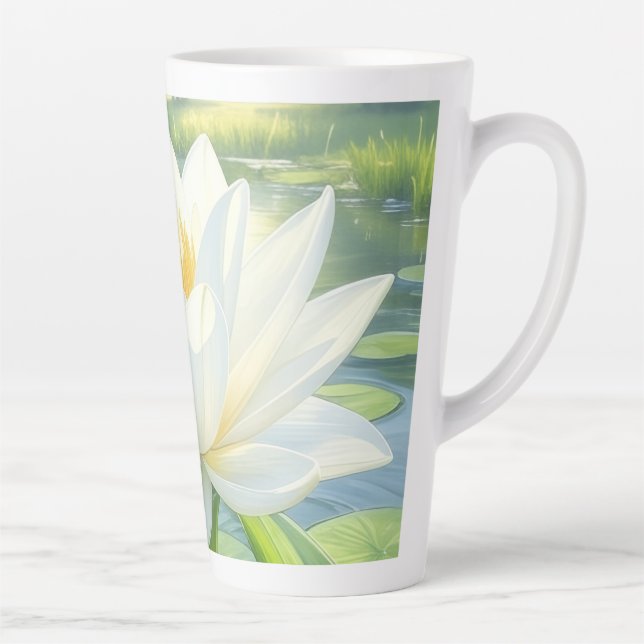 Beautiful Lily Flower Latte Mug (Right)