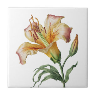 Beautiful Lily Vintage Botanical Ceramic Tile