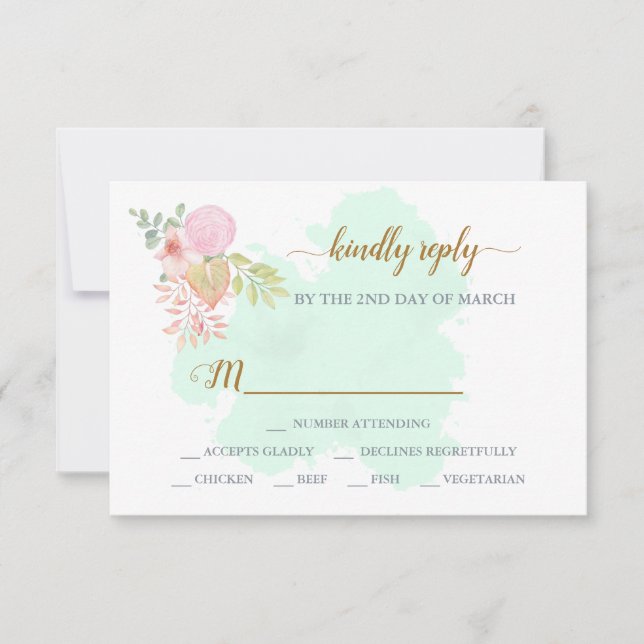 Beautiful Lime Green 💚 Botanical Boho Wedding RSVP Card (Front)