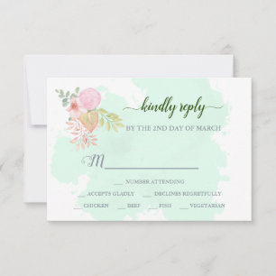 Beautiful Lime Green 💚 Botanical Boho Wedding RSVP Card