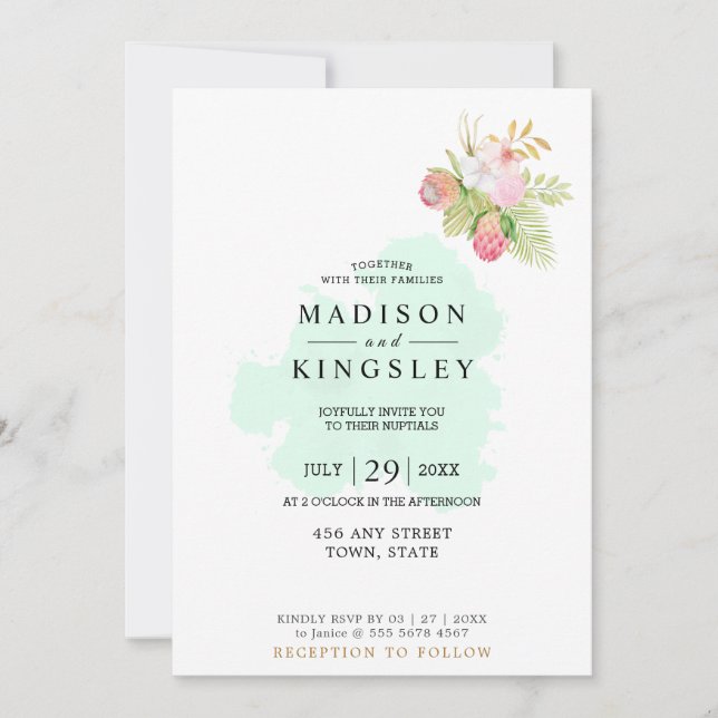 Beautiful Lime Green 💚 Elegant Boho Wedding Invitation (Front)