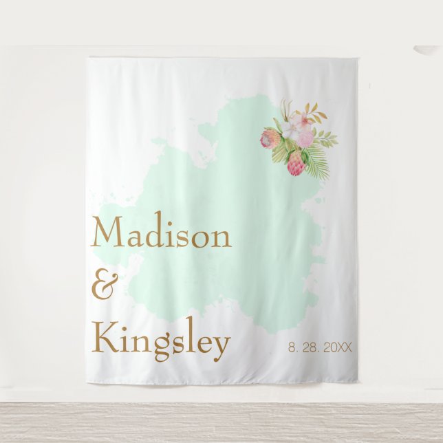 Beautiful Lime Green 💚 Elegant Boho Wedding Tapestry (Front)