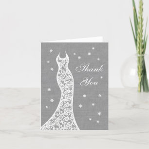 Beautiful Linen Folded Winter Thank You Card