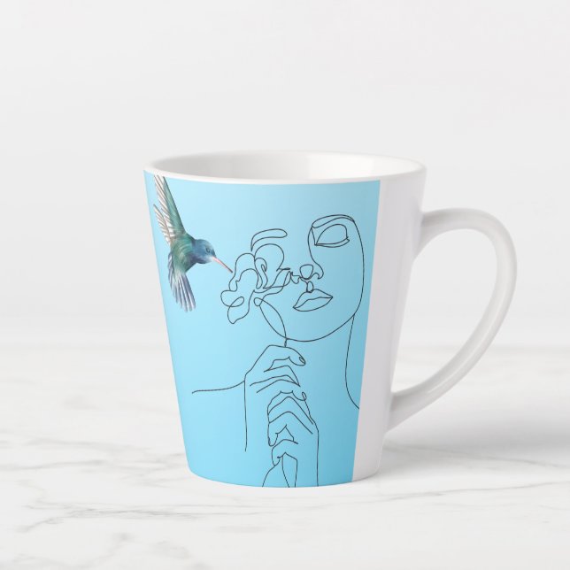 Beautiful Lines Hummingbird Latte Mug (Right)