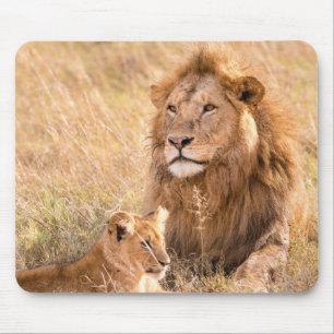 Beautiful Lion and Cub Mouse Pad