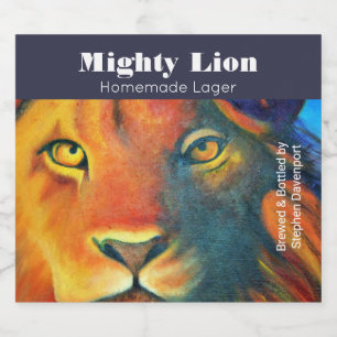 Beautiful Lion Head Portrait Regal and Proud Beer Bottle Label