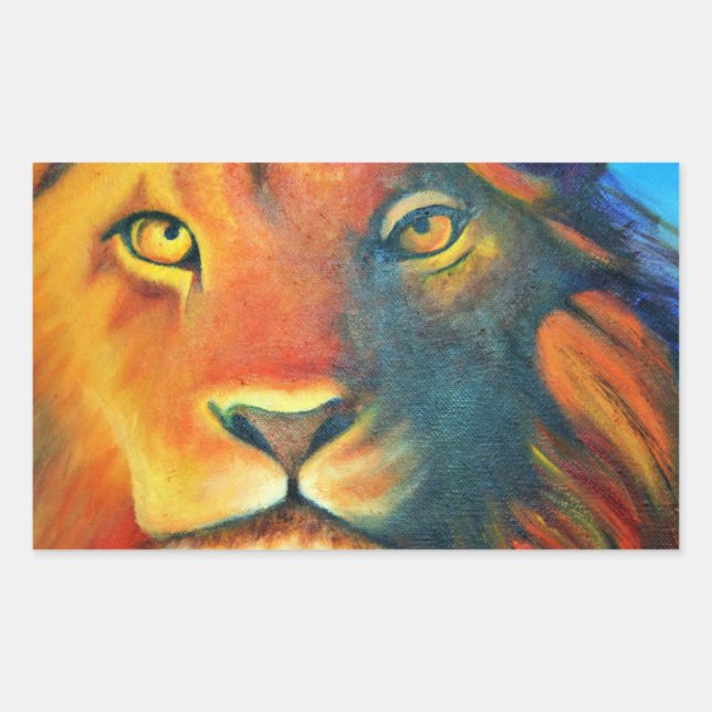 Beautiful Lion Head Portrait Regal and Proud Rectangular Sticker (Front)