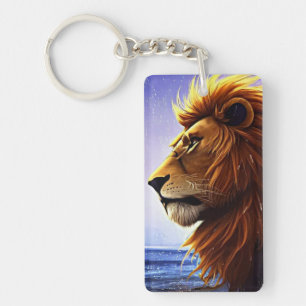 Beautiful Lion Portrait at Sea Personalized  Key Ring