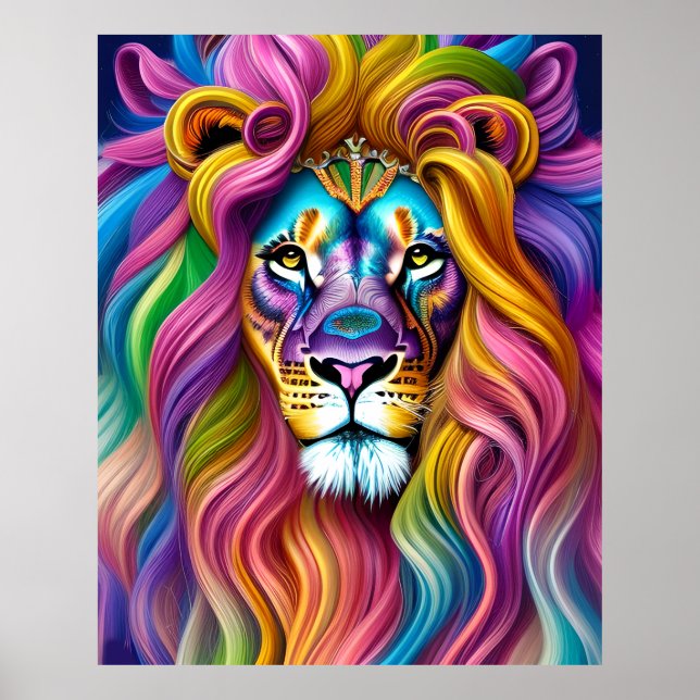 Beautiful Lion with Colourful Main Poster (Front)