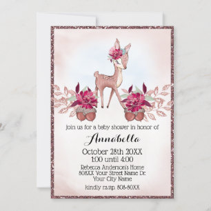 Beautiful Little Fawn Baby Girl Fall Baby Shower Invitation