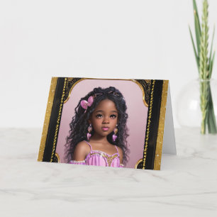 Beautiful Little Girl of Colour Princess Birthday Card